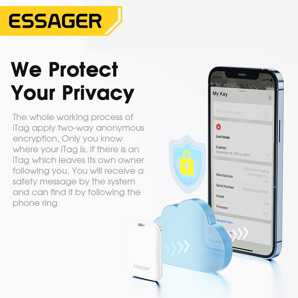 Essager Беспроводной Bluetooth смарт-трекер, анти-потерянный трекер для ключей, сумка для ключей, поиск приложений, запись для Iphone 14 13 12 Pro Max