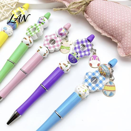 Art And Craft Pen Kits Beaded Ballpoint Set, DIY Easter Kit, with Colorful Fun School Supplies Bunny Egg Beads Decor, Creative Handwriting Tools