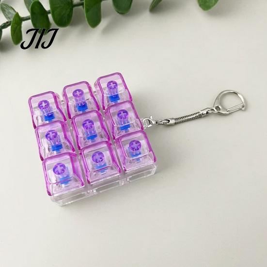 9-in-1 Fidget Keyboard 9-Keys Toy, LED Light-up Keychain Nine Button Clicking Toy for Stress Relief, 9-In-1 Mechanical Backpack Charm Pocket Size