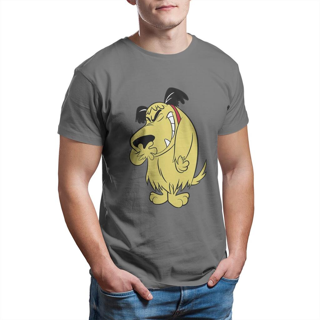 Muttley T Shirt for Men Cotton Vintage TShirt Wacky Races Mutley Cartoon Laughing Dog Tee Shirt Short Sleeve Tops Printed