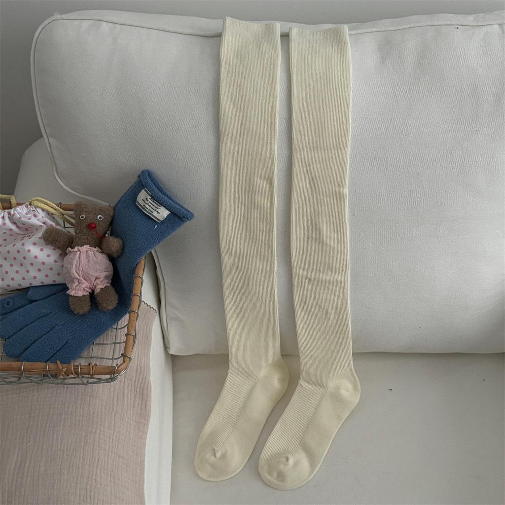 Осенне-зимние теплые длинные носки, высокие чулки, чулки Лолита, однотонные гольфы, женские чулки