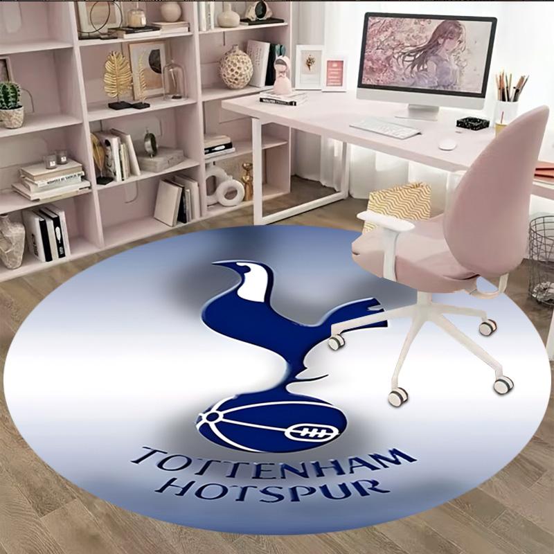 1pc T-Tottenham Hotspur Carpet, Round Rug, Comfortable, Suitable for Entryways, Living Rooms, Office, And Bedrooms, Christmas Decoration