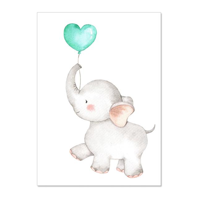 Слоненок с воздушным шаром, настенная живопись на холсте, детские постеры и принты, настенные панно, декор для детской комнаты, без рамки
