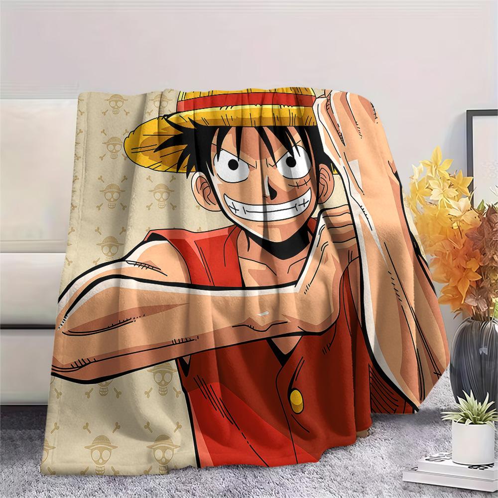 1PC One Piece Monkey D Luffy Patterned Flannel Blanket Suitable For All Seasons For Home Decor Warmth And Comfort Gifts Holiday Present