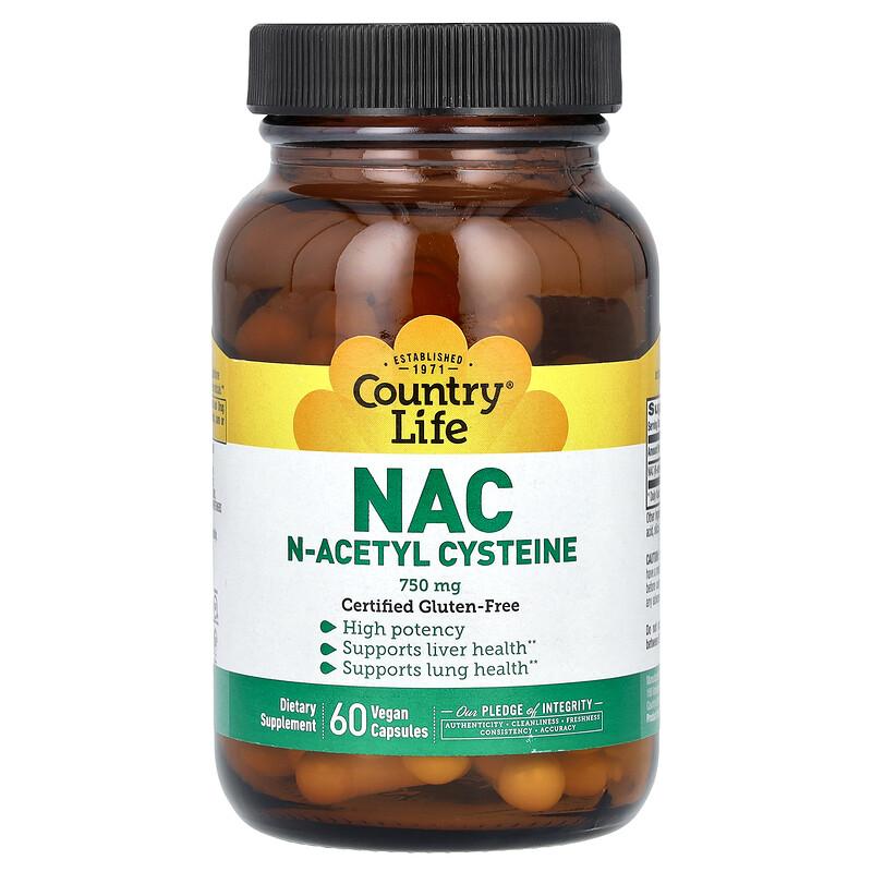 NAC, N-Acetyl Cysteine, 750 mg, 60 Vegan Capsules