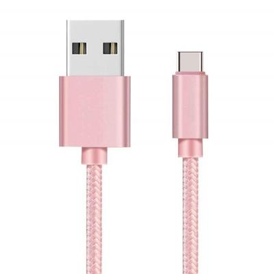 Кабель USB-C для Realme GT 5G - GT Master - GT Neo2 - C25s - Кабель типа USB-C, нейлоновая оплетка, розовый, 1 метр Phonillico®