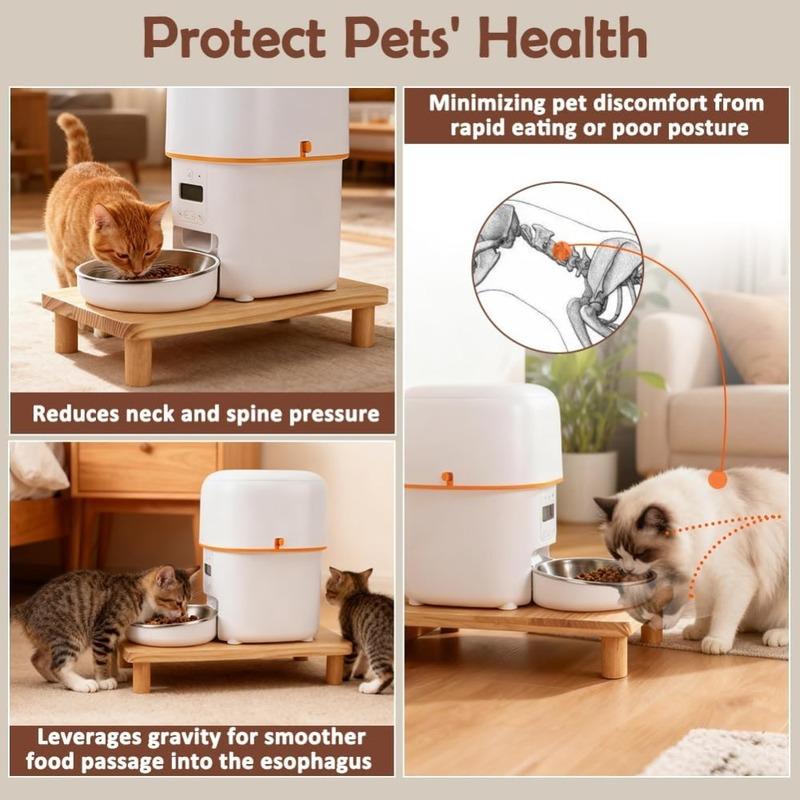 Cat Food Stand for Automatic Feeder&Tradition Bowls,Elevated Cat Food Table Station,Relieves Spine and Joints Noticeably on Pets