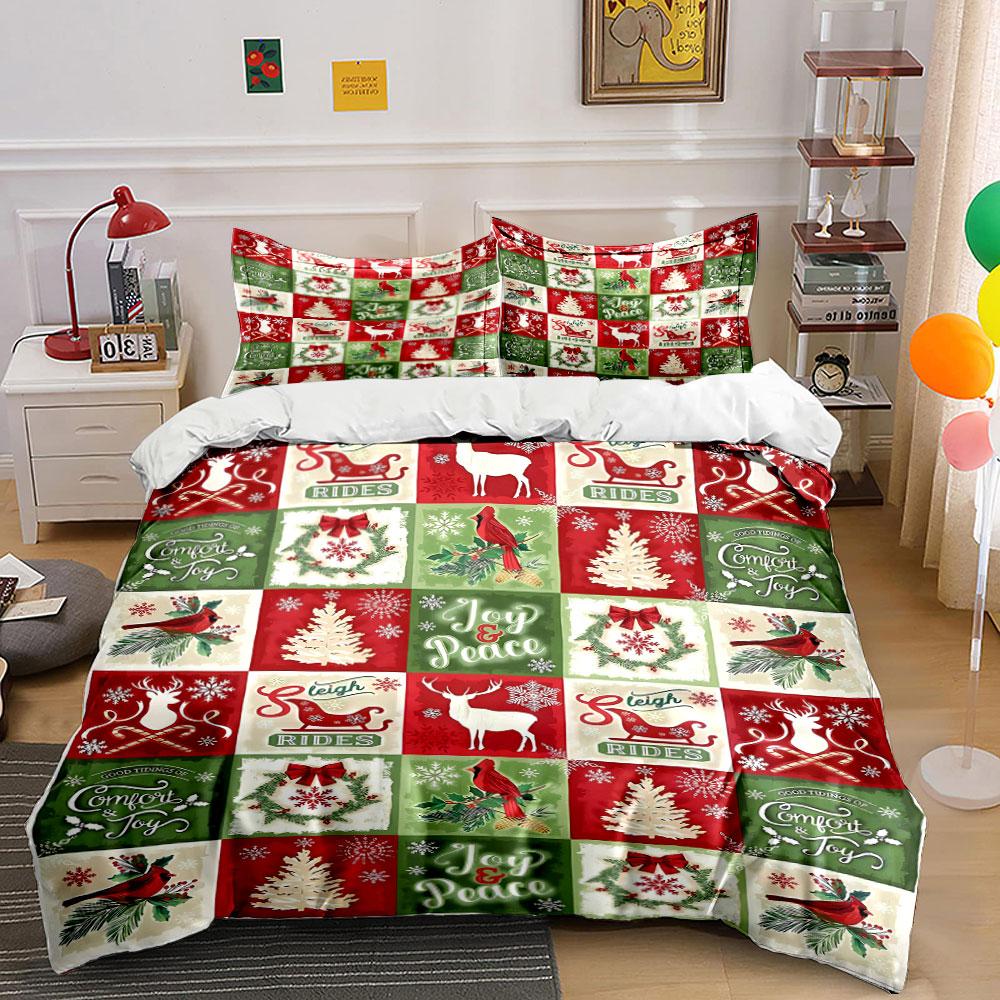Cardinals, wreaths, deer, snowflakes. Bedding sets Duvet cover sets Duvet covers Pillowcases(1 * Duvet Cover 2 * Pillowcases without duvet insert)