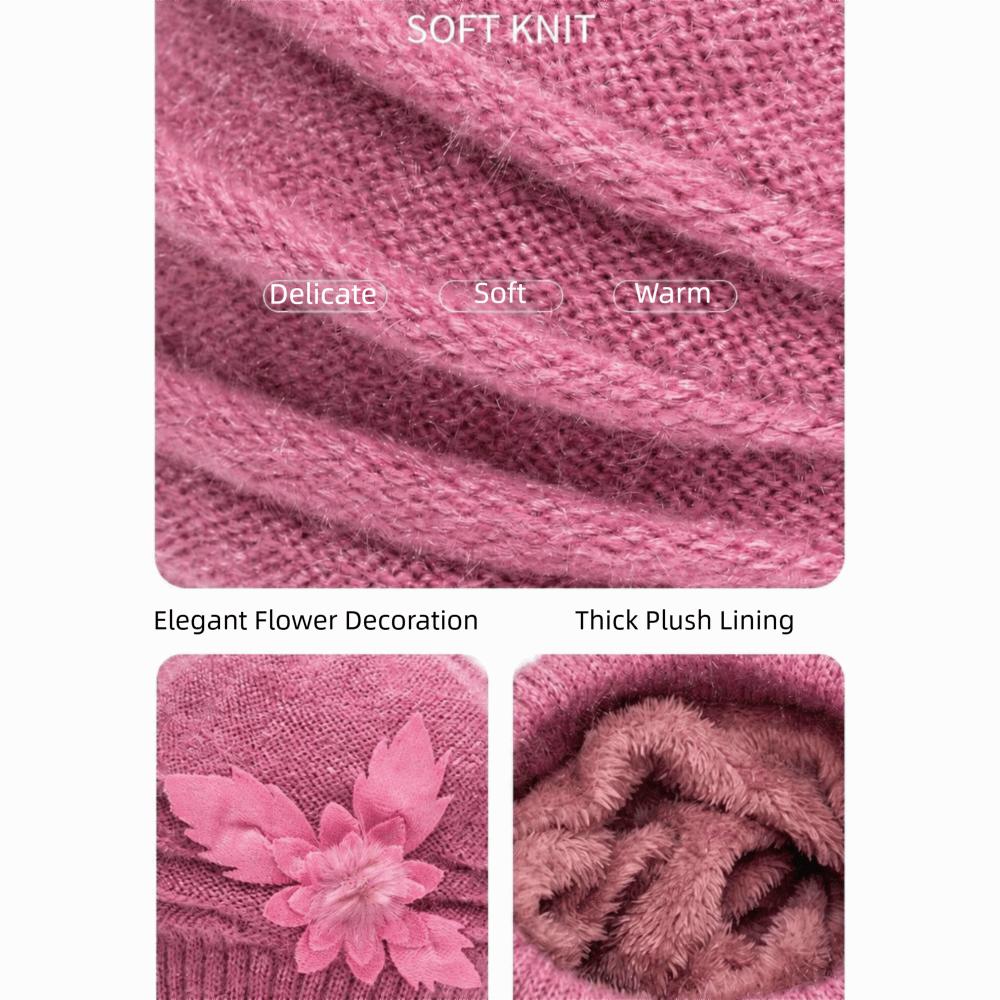 Stretch Warm Knitted Hat Thick Knit Knit Slouchy Beanie Comfy Fleece Beanie Autumn Winter