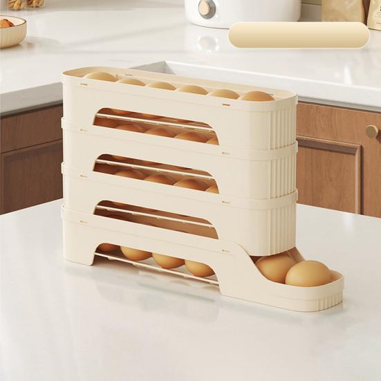 Ящик для хранения яиц, органайзер для холодильника, большая вместимость, 4 яруса, экономящий место, автоматический вращающийся холодильник, органайзер для яиц, дозатор яиц