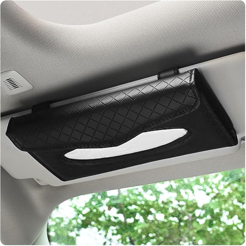 Car Tissue Holder, Automotive Sun Visor Napkin Holder, PU Leather Tissue Case for Sun Visor & Seat Back with Tissue Refill, Universal Interior Car