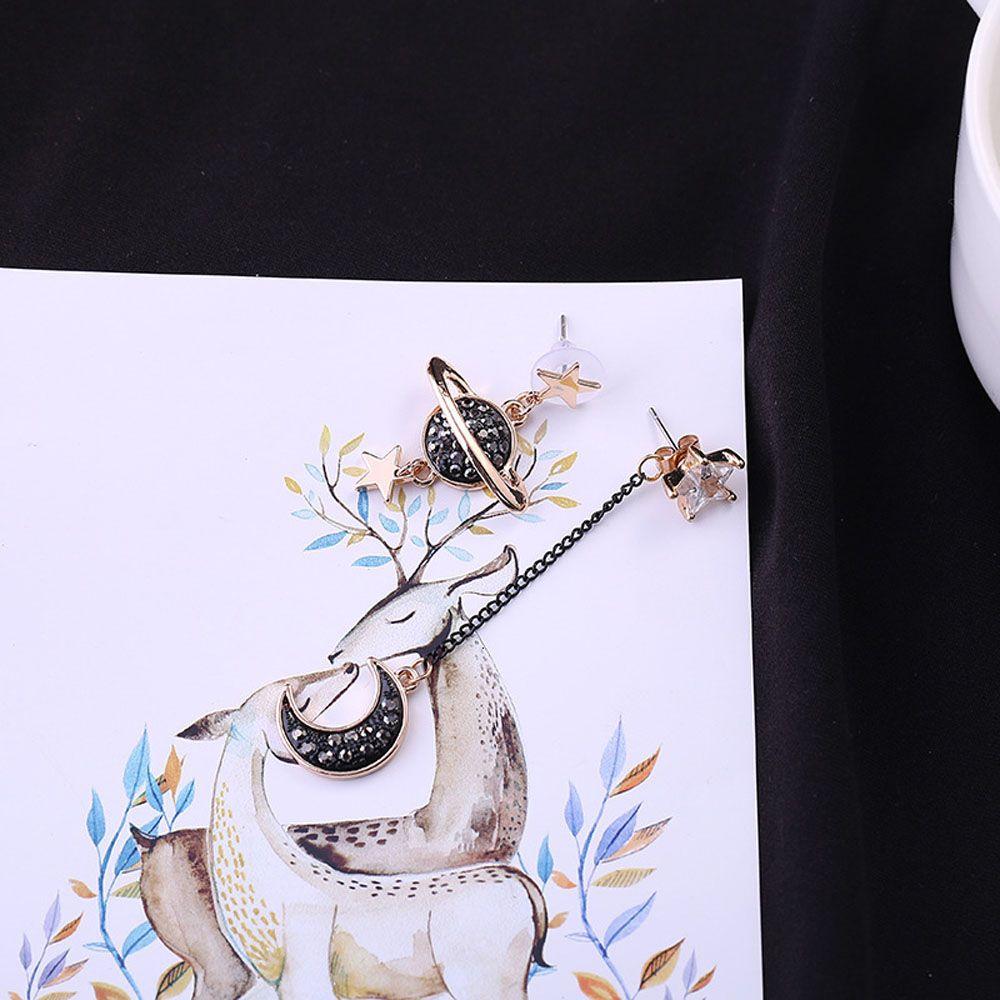 Personality Brincos Planet Black Star And Moon Drop Earrings Jewelry Dangle  Earrings Stud Earrings