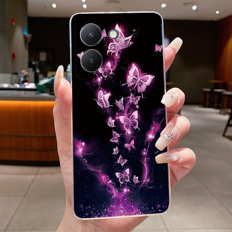 Чехол для телефона Vivo Y36 V2247 V2248 4G Y27 5G Y77T Y27S Y100I Бабочка Защитный чехол Прозрачный Мягкий Силиконовый TPU Чехол