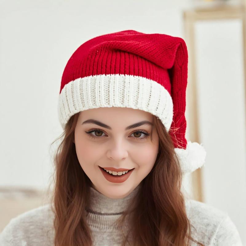 Рождественская теплая вязаная шерстяная шапка зимняя красная шапка Санты праздничное платье родитель-ребенок шерстяная шапка