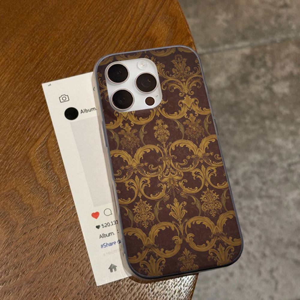 American Luxurious Vintage Patterns Soft Corrugated Transparent Phone Case For IPhone 17 15 16 11 12 13 14 Pro Max Plus Pro