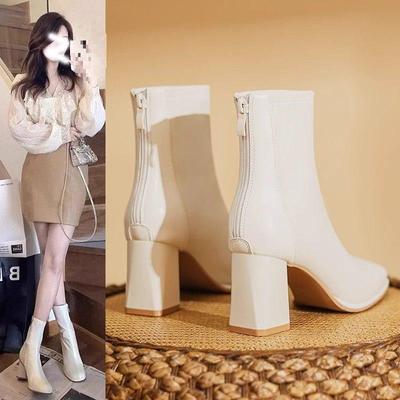 Женские белые ботильоны на высоком каблуке – Осень/Зима 2025, Французский стиль