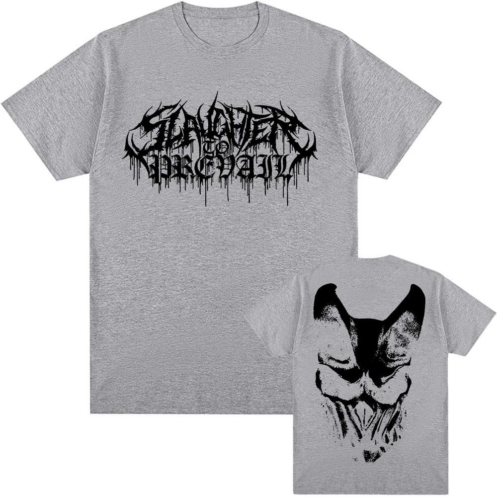 Белая маска с логотипом Графические футболки SLAUGHTER TO PREVAIL Футболки рок-группы Хип-хоп Унисекс Уличная одежда Хлопок Короткий рукав Мужская футболка