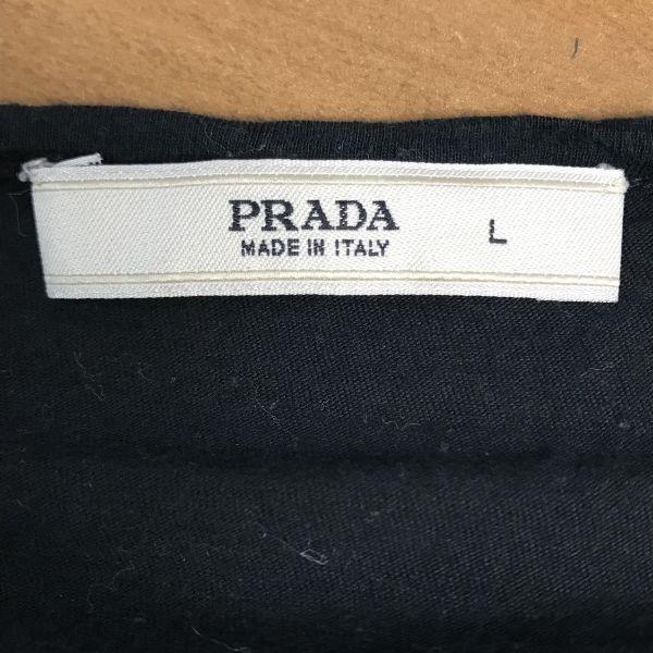Prada Футболка женская с рукавами-буфами, с коротким рукавом, L, черная(ИСПОЛЬЗОВАЛ)