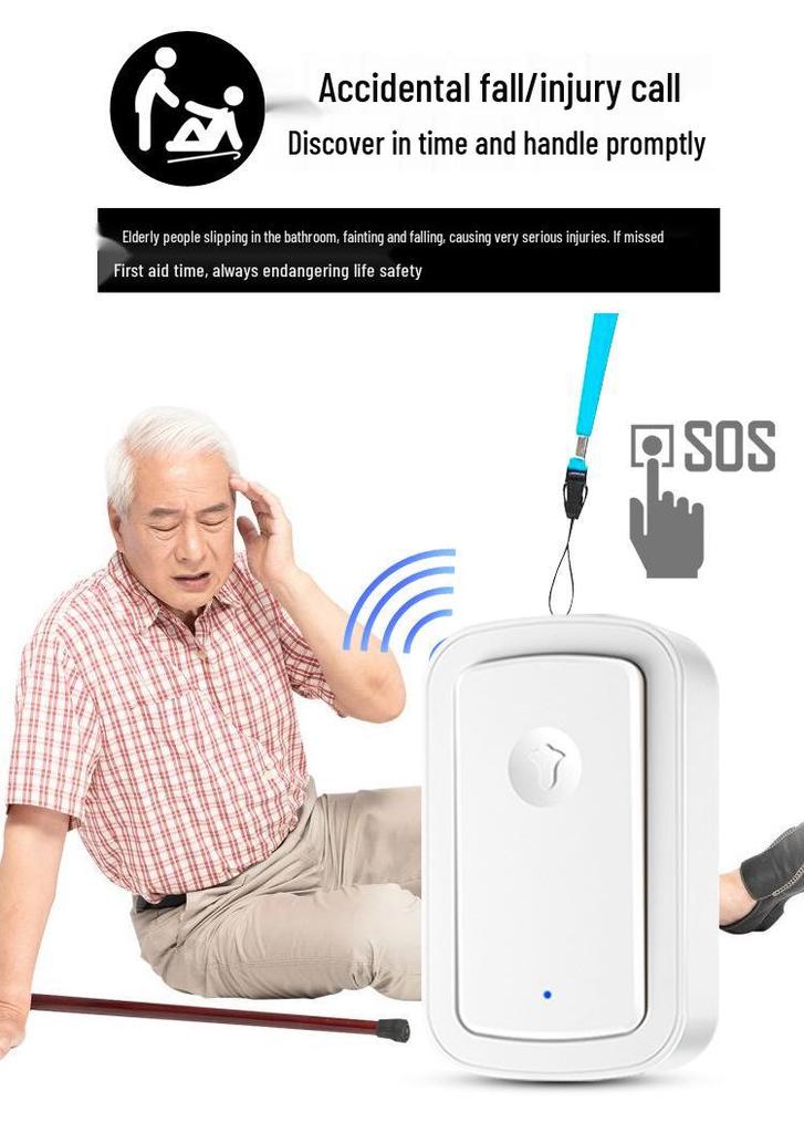 Waterproof Wireless Doorbell with Loud Ring, Rechargeable Call Button for Elderly, Emergency Alert Device, Home Use.