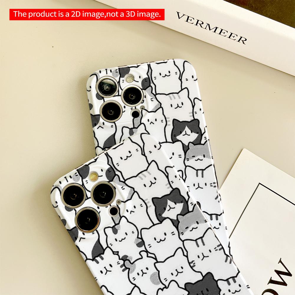 Cute Cat Pattern Phone Case All inclusive film hard phone case, compatible with iPhone 18 Pro Max 17 16 15 14 13 12 11