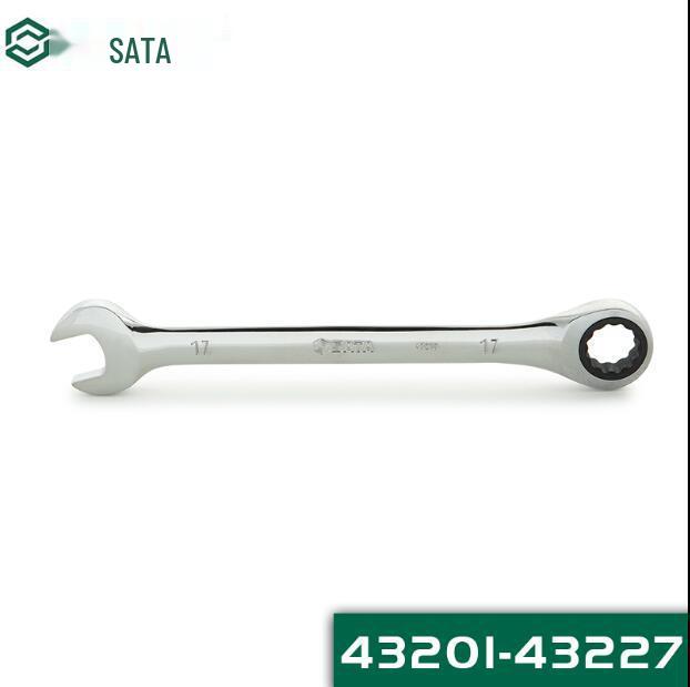 Полированная рожковая трещоточная отвертка SATA, Двухцелевая торцевая трещоточная отвертка для ремонта автомобилей, Быстрая трещотка, Размеры 43201-43219.