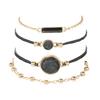 4 шт./комплект женский браслет черный камень регулируемая длина набор карабин клипса ретро контраст