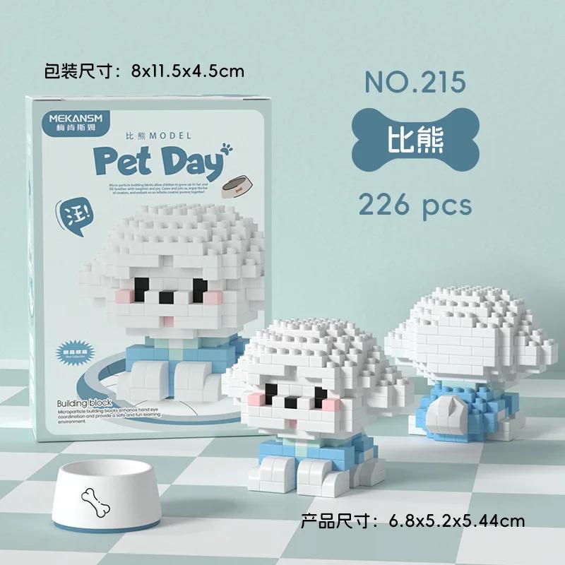 Animal Micro Building Blocks Sets Ocelot Ragdoll Cat Dog 3D Model Husky Collie Mini Figure Brick Toys Schnauzer For Kids Gift
