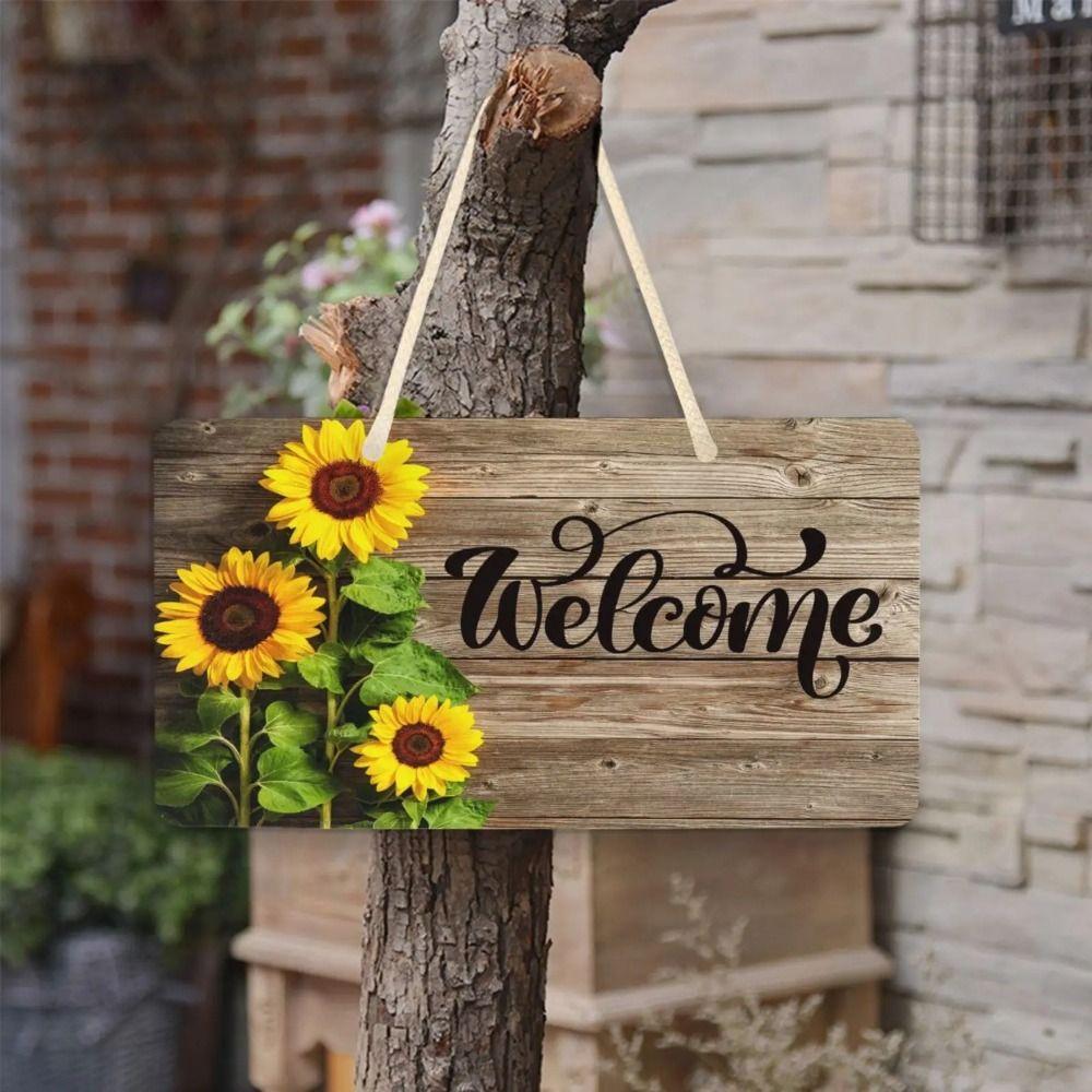Lightweight Sunflower Welcome Sign Hanging Wooden Decoration Sign Welcome Door Sign Kitchen