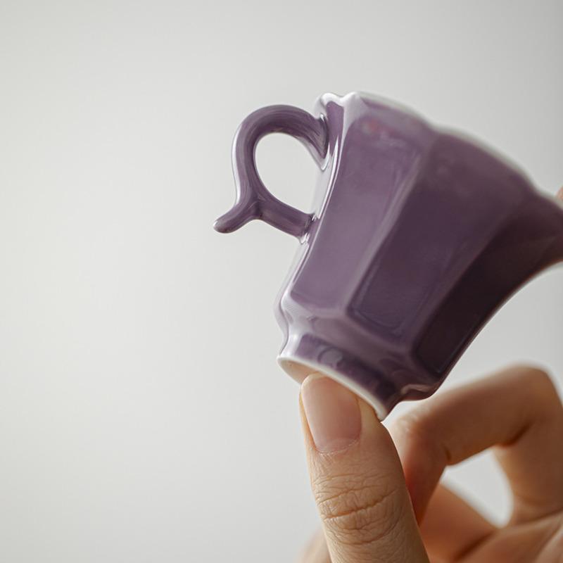 2pc/lot Creative Grape Purple Glaze Handle Teacup Luxury Tea Bowl Tea Cup Set Meditation Cup Jianzhan Flower Tea Teaware 40ml