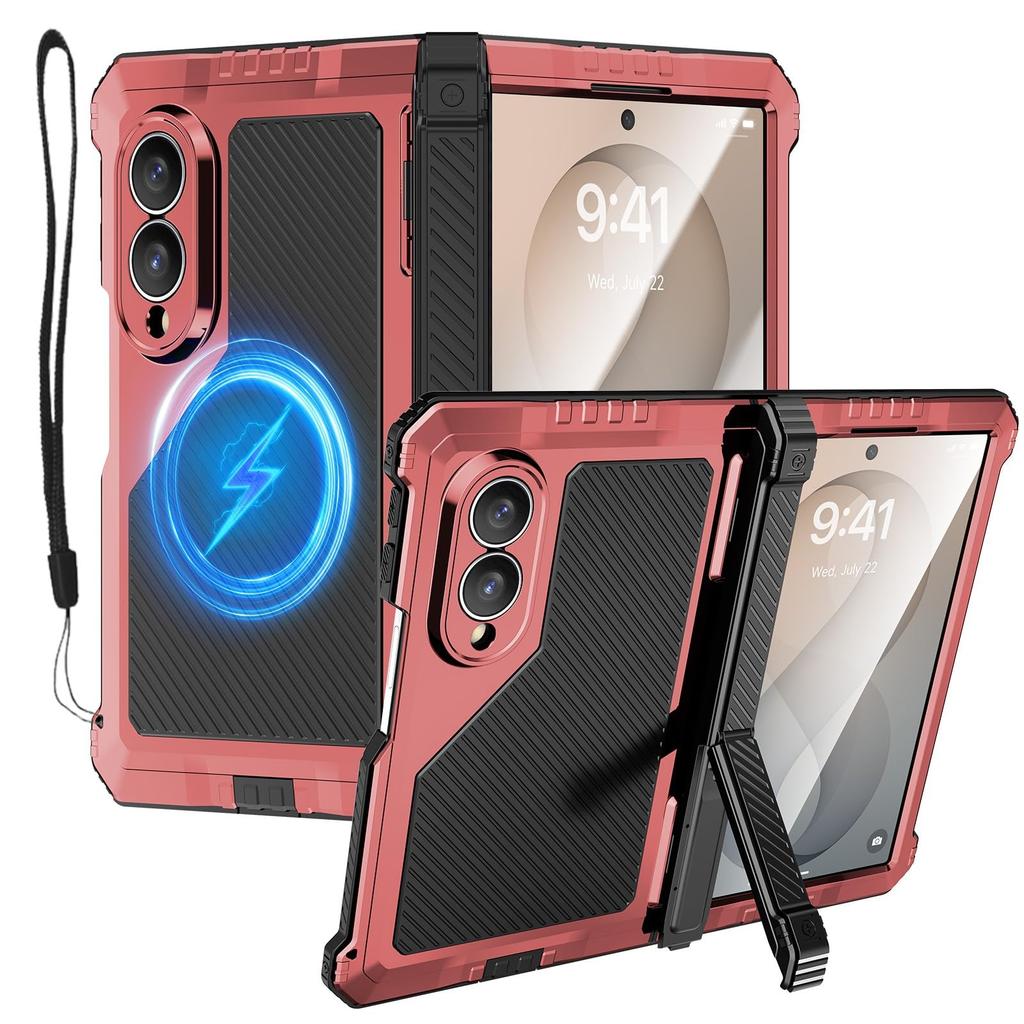 Aluminum Metal Magnetic Heavy Duty Case for Samsung Z Fold 8 Ultra 8 Compatible with MagSafe Screen Hinge Protection Armor Cover