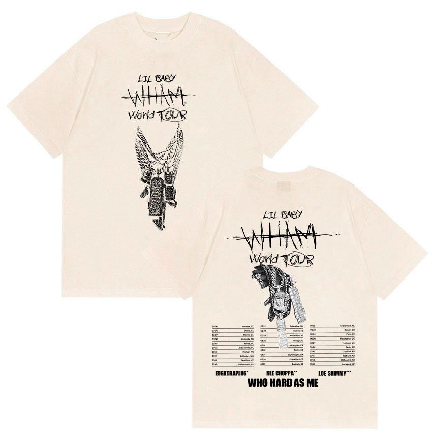 Рэпер Lil Baby Wham Мировой Тур 2025 Лето 100% Чистый Хлопок С Принтом Мужская Готическая Хип-Хоп Панк Мужская Ретро Оверсайз Y2k