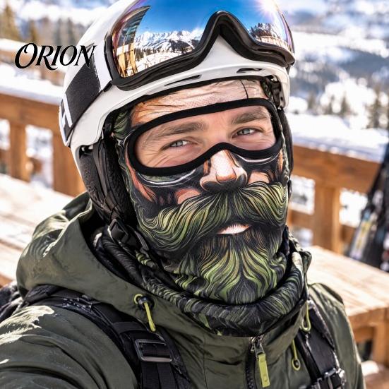 Face Print Ski Mask Funny Old Man Mask, Full Head Neck Coverage Windproof Shield Balaclava, Quick Drying Cover for Outdoor Cycling Sports Cold Weather