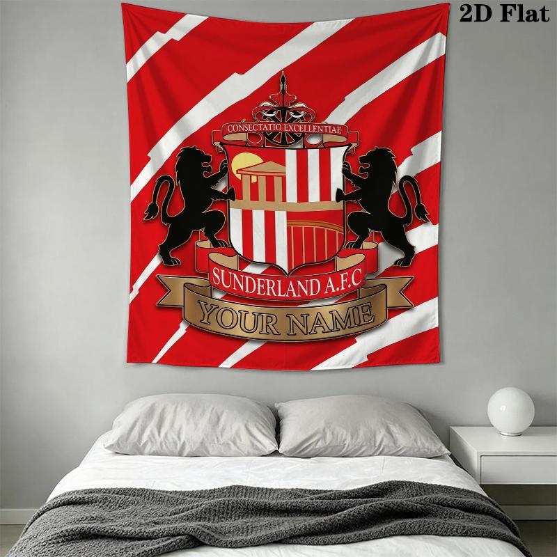 Custom Name Sunderland AFC Wall Tapestry Aesthetic Wall Hanging Printed Fabric Blanket Decorative Tapestries for Bedroom Living Room Home Decor