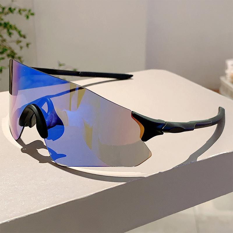 Oversized Sports Sunglasses Men Punk Mirror Lens Wrapped Round Anti UV Glasses for Outdoor Riding Skiing Trendy Shades