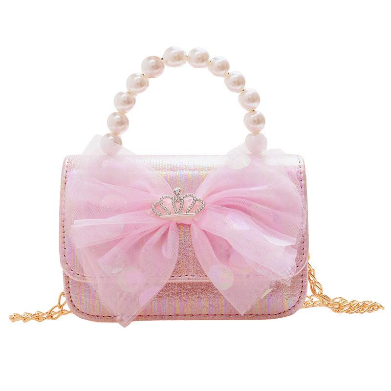 Trendy Breathable And Waterproof Mini Handheld Kids Shoulder Bag With Bow Design