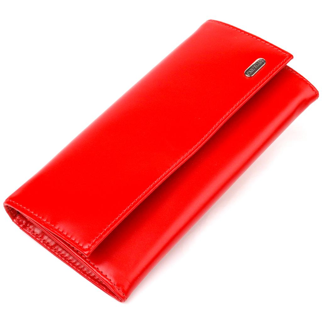 Женский яркий кошелек из натуральной гладкой кожи CANPELLINI Wallet 21626 Красный