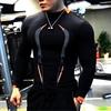 Large Size European and American Style Men's Summer Breathable Quick Dry Fitness Sports Training Shirt Fashion Long Sleeve Top