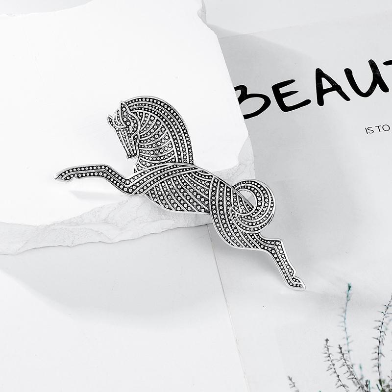 Модная винтажная золотая серебряная брошь в виде лошади для мужчин и женщин, сплав, бегущая лошадь, брошь в виде животного, аксессуары для корсажа