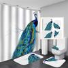 1/4 Pcs Peacock Flowers Rose Print 3D Shower Curtain Waterproof Polyester Bathroom Curtain Anti-slip Bath Mat Toilet Rugs Carpet Bath Decor
