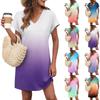 Women's Casual Fashion Sexy V-Neck Cap Sleeves Pocket Gradient Dress