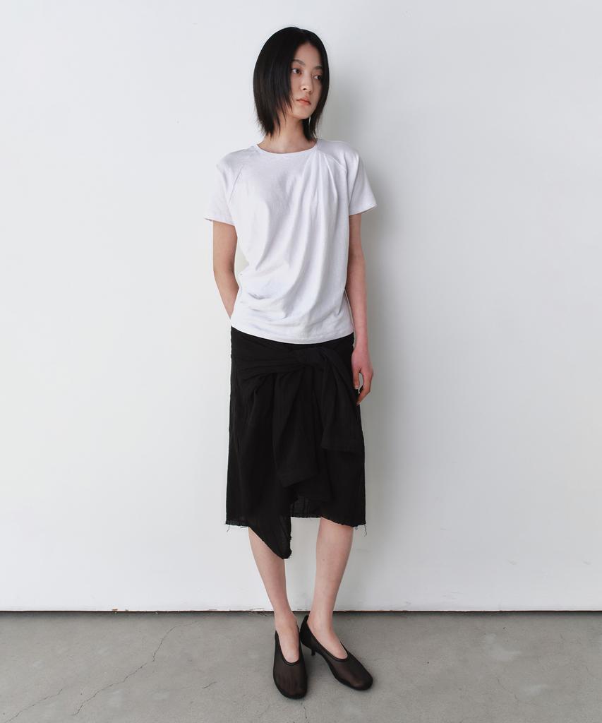 INSILENCE WOMEN Linen Cotton Draping T-Shirt White