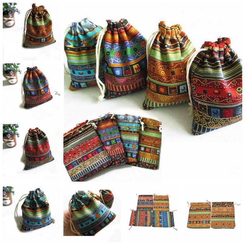 Очаровательные мешочки, 1 шт., льняные мешочки с бантом, цветные льняные сумки на шнурке, ювелирные подарочные сумки, племенные племена