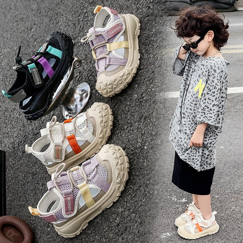 Children's Baotou Sandals Summer New Style Boys' Hollow Durian Bottom Girls' Sports and Leisure Breathable Beach Shoes