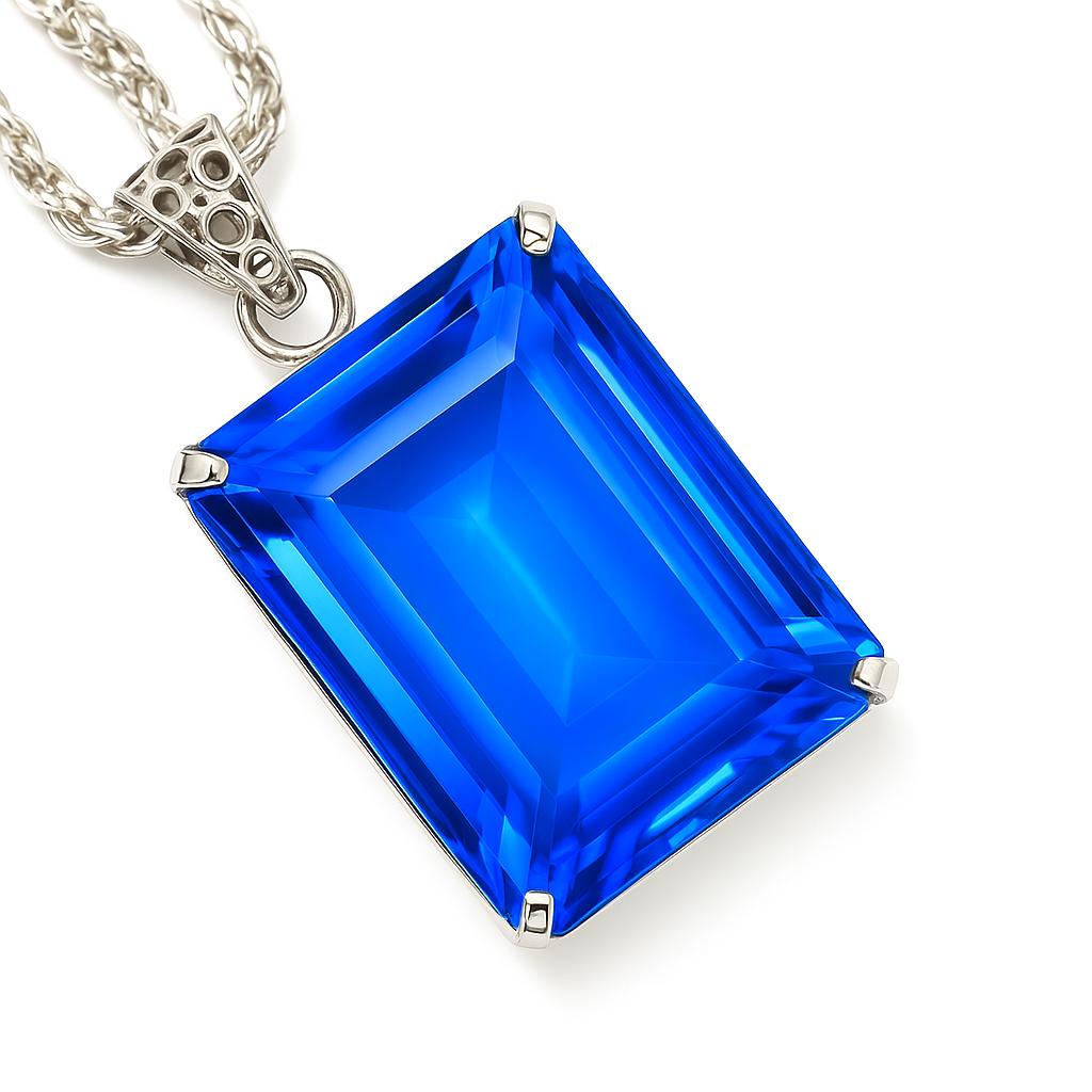 Natural Blue Topaz Pendant 129 ct Brazilian Emerald Cut 925 Sterling Silver Gemstone Jewelry Gift