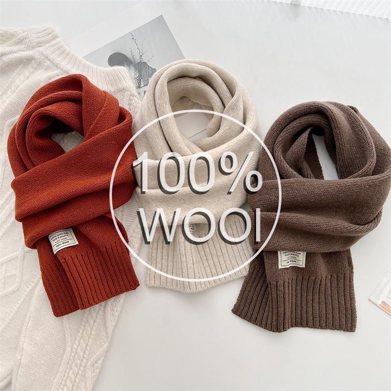100% Wool Scarf Winter New Solid Color Warm Women's Scarf Fashion Versatile Knitted Scarf for Men and Women