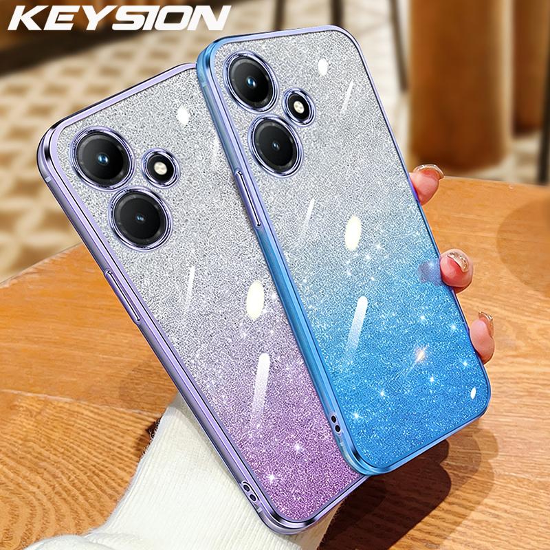 KEYSION Роскошный чехол-бампер с покрытием и блестками для Infinix Hot 30i 30, прозрачный, из мягкого ТПУ, противоударная задняя крышка для Infinix Hot 30 30i