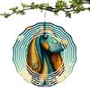 Vibrant 3D Metal Dog Wind Spinner - 10-Inch Solar/Breeze-Powered Outdoor Decor, Smooth 360° Rotation