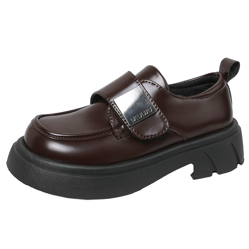 Black Round Head Retro British Style Platform Small Leather Shoes Women's Autumn and Winter 2025 New Thick Heel French Loafer Single Shoes