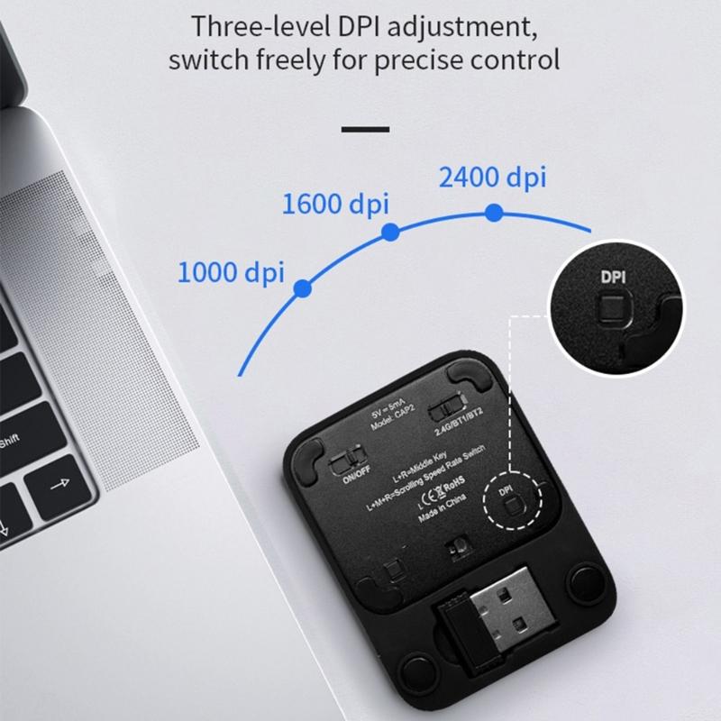 Ergonomic Square Mouse 2.4G Wireless Two Bluetooth-compatible Connection Crosses Platform Support Customizable Silents Clicks Button