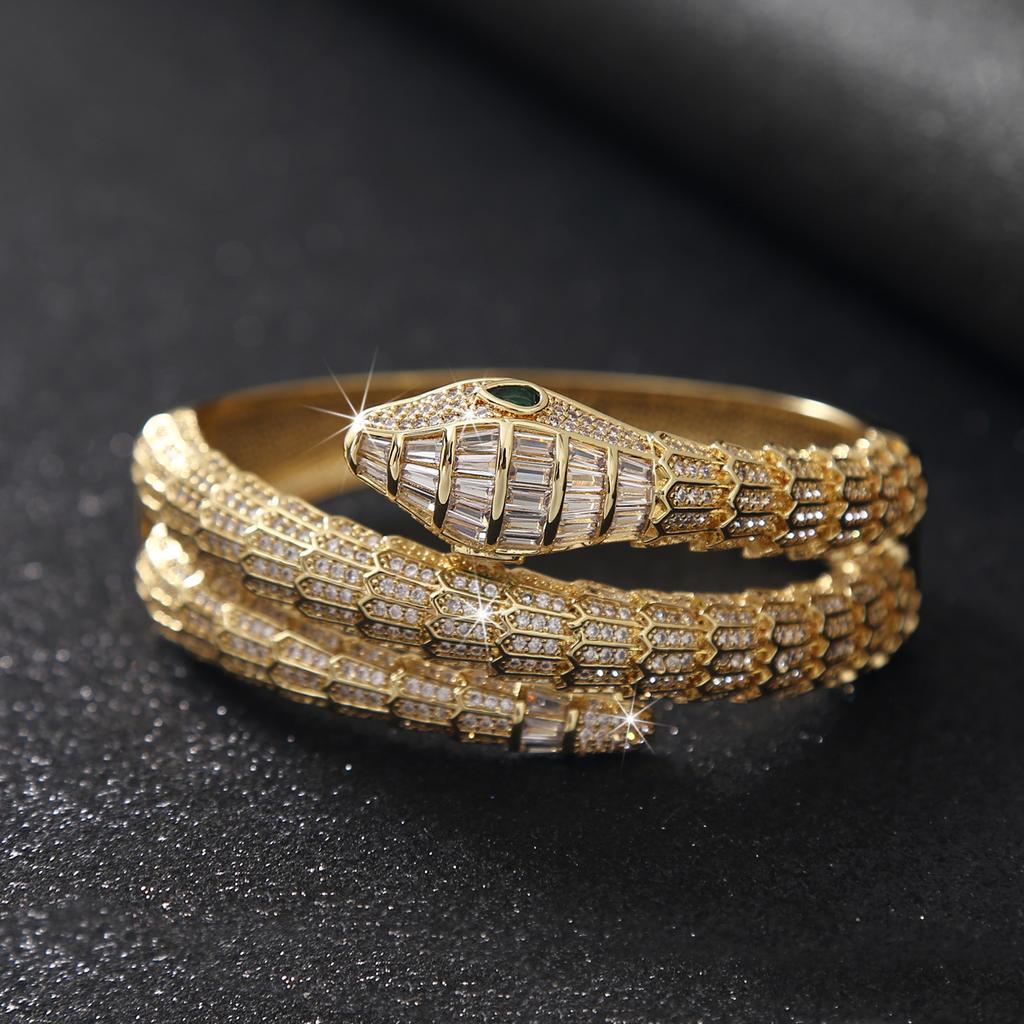 Круглый браслет в виде головы змеи с зелеными глазами, полный циркония, несколько браслетов в форме змеи, высококачественные и изысканные браслеты